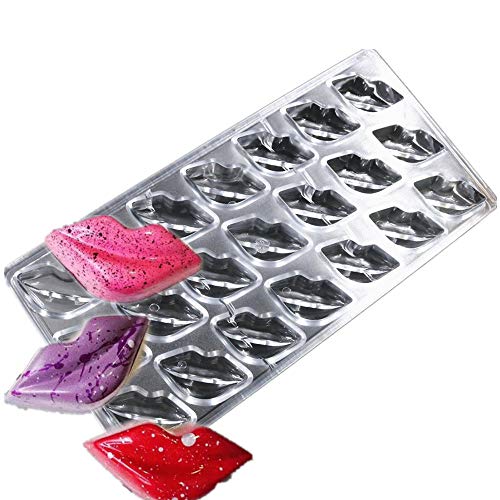 LoBake 21 cavities lips shape hard polycarbonate chocolate mold fondant candy moulds ice cube mould for DIY pastry tools