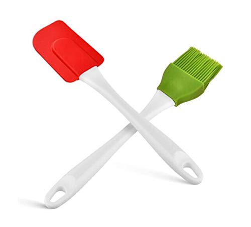Qiyuezhuangshi Scraper Silicone Oil Brush Spatula Cream Cake Baking Barbecue Tool Oil Brush Spatula Two-piece Set Comfortable and powerful grip Color  A