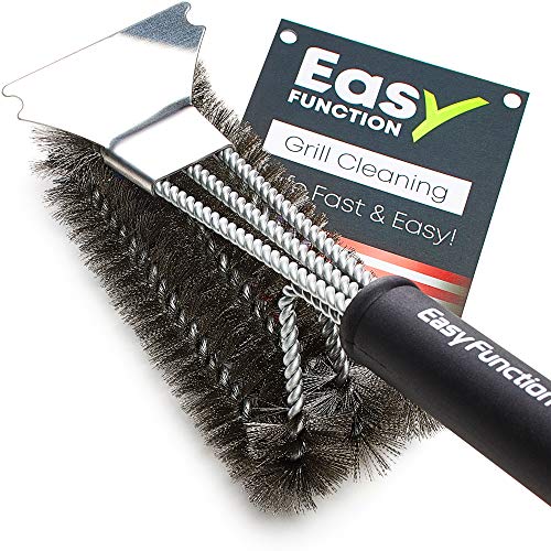 Easy Function Grill Brush and Scraper - Safe 3 in 1 BBQ Brush Grill Cleaner for Cleaning Any Barbecue Grill