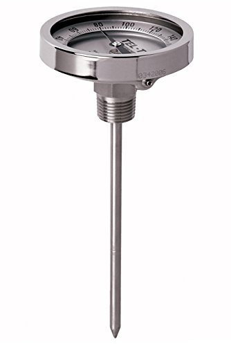 Tel-Tru 34100664 Model Gt300R Resettable Bi-Metal Process Grade Thermometer Stainless Steel 3 Dial 12 Npt Back Connection 0250 Diameter x 6 Long 304Ss Stem 50500 Degrees Fahrenheit - 1 Full Span Accuracy