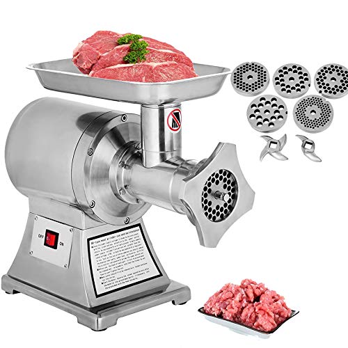 Happybuy Electric Meat Grinder 750W 375Lbshour Commercial Sausage Stuffer Maker Stainless Steel for Restaurant Butcher Kitchen 375LB 190RPM 10HP