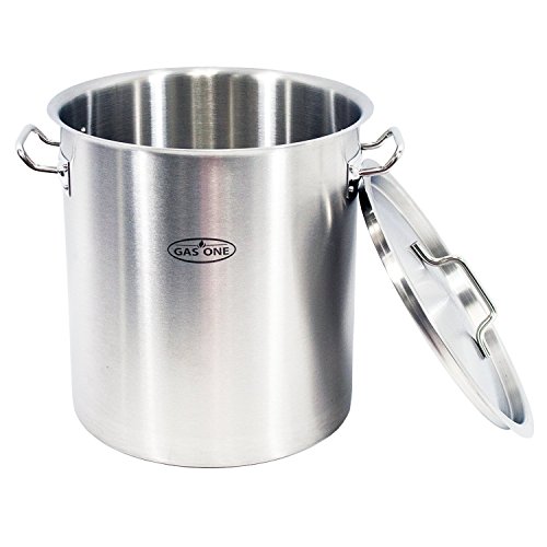 Gas One Stainless Steel Brew Kettle Pot 5 Gallon 20 Quart Satin Finish with lidcover for Beer Brewing Crawfish Crab and Brewing Pot Thickness 08mm Commercial Grade Perfect for Home Brewing 20 QT