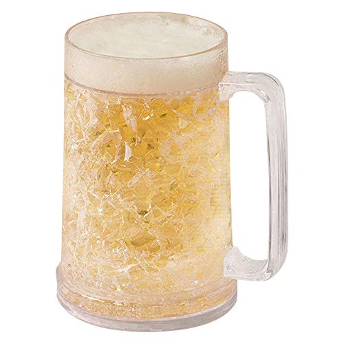 Double Wall Gel Freezer Mug - 4-Pack 16oz Frosty Beer Mugs with Handle Shatterproof Drinking Cup Clear 35 x 61 Inches
