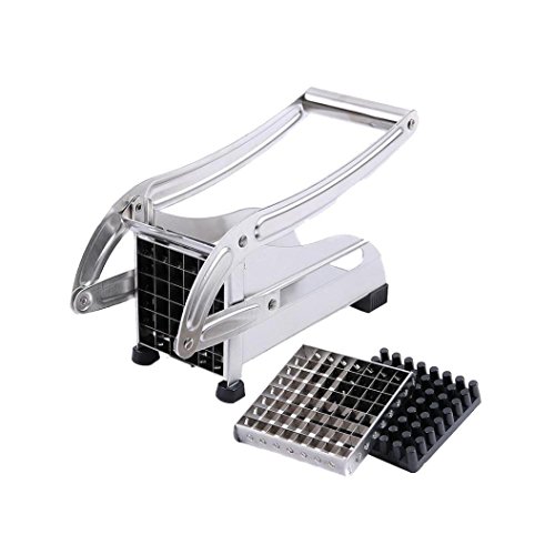 ElevinTMStainless Steel Home French Fry Strip Cutting Cutter Machine Potato Vegetable Slicer Chopper Dicer 2 Blades Silver