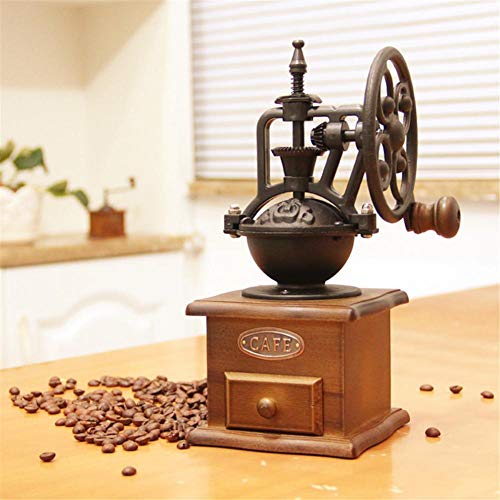 IMCROWN Manual Coffee GrinderVintage Style Wooden Coffee Grinder Roller Grain Mill Hand Crank Coffee Grinder For Coffee BeanSpicesTea LeavesCamping
