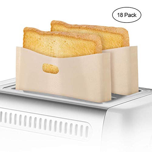 3 Sizes 18 Pack Toaster Bags Non-Stick Reusable Toaster Grilled Cheese Bags FDA Approved Food Grade Teflon Toaster Bags for Grilled Cheese Sandwiches Chicken Nuggets Panini and Garlic Toasts
