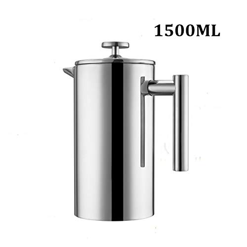 Meelio French Press Double-Wall Insulated Stainless Steel Coffee Maker With 2 Extra Filter Screen 50 OZ 12 Cups6 Mugs