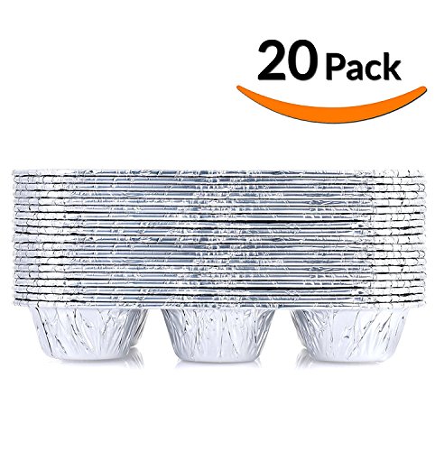 Pack of 20 Silver Foil Muffin Pans  Durable Non-Stick Disposable Aluminum 6-Cup Cupcake Trays  Perfect Tin Size for Cupcakes Mini Pies Mini Quiche Souffl - Standard Size