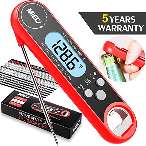 Digital Instant Read Meat Thermometer - MIEO Best Waterproof Ultra Fast Food Cooking Thermometer with Backlight&CablibrationDigital BBQ Thermometer for KitchenOutdoor CookingGrill