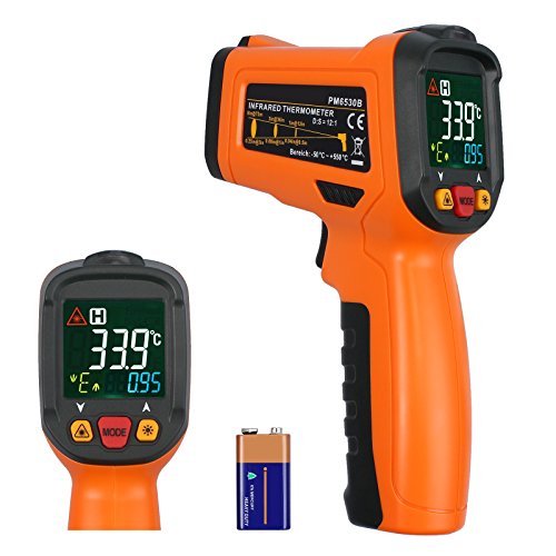 Rhinoco Digital Laser Temperature Gun Infrared Thermometer Gun Non-contact Meat BBQ Cooking Thermometer Gun -58F~1022F Large Color Backlit Display with 12 Point Aperture Temperature Alarm Function