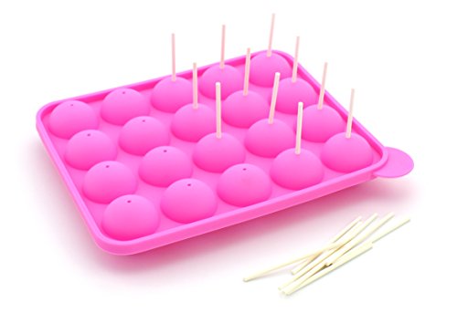 Zicome 20 Cavity Silicone Pink Lolly Pop Party Cupcake Baking Mold Cake Pop Stick Mold Tray - Read the Warming Tips Before Starting Your Cake Pops Making
