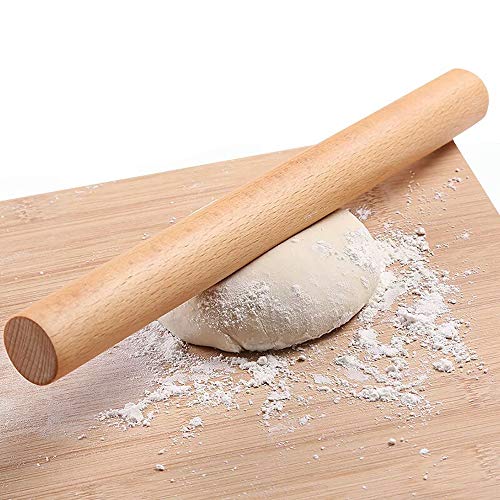 Wooden Rolling Pin for Baking Pizza making Professional Dough Roller Rolling Pins Wood 15-34-Inch by 1-14 Inch Beech Wood for Baking Pizza Clay pasta Cookies Roller Pins Baking Rolling Pin