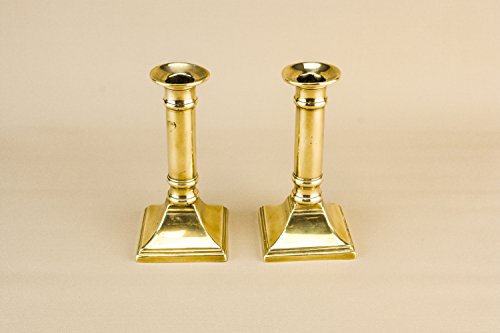 2 Charming Brass Christmas Small CANDLESTICKS Neo-Classical Antique Unusual Old English Mid 19th Century LS
