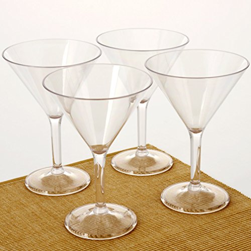 City Point 4 pcs 10 OZ Crystal clear Plastic Martini glass Break-Resistant Commercial Plastic Party Cocktail Glass Picnic Martini Glass