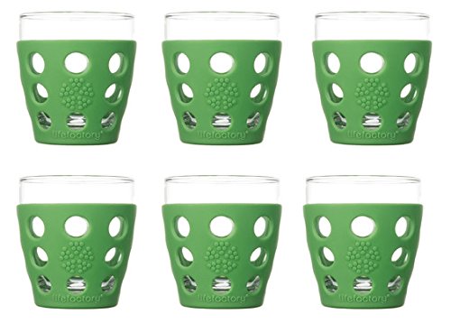 Lifefactory 310202 11 oz BPA-Free IndoorOutdoor Wine Glass with Protective Silicone Sleeve Set of 6 Grass Green