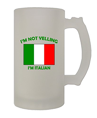 IM Not Yelling I Am Italian Italy 16 Oz Frosted Glass Stein Beer Mug
