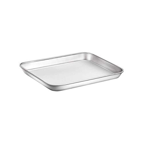 WEZVIX Baking Sheet Stainless Steel Baking Tray Cookie Sheet Oven Pan Rectangle Size 9 x 7 x 1 inch Non Toxic Healthy Rust Free Less Stick Thick Sturdy Easy Clean Dishwasher Safe