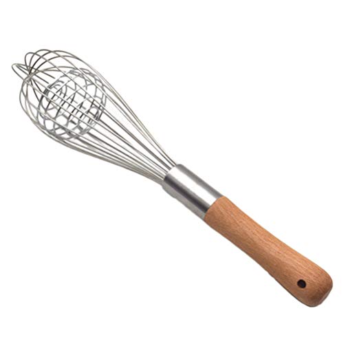 BESTONZON Stainless Steel Wire Whisks Ballon Whisk Blender Hand Egg Mixer Wire Egg Beater Tool with Wood Handle