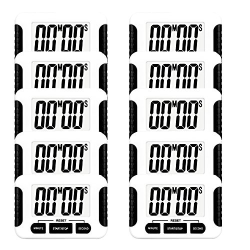 10 Pack Digital Kitchen Timer Magnetic Back and Retractable Stand Minute Second Count Up Countdown Kid Clock