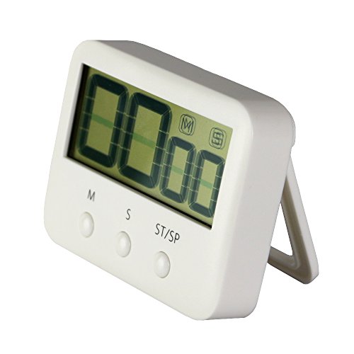 Digital Countdown Timer with Large LCD DisplayLoud Alarm Large Digits Kitchen Timer Magnetic Backsite Kick Stand for CookingStudyingSleepingDoing Exercise White