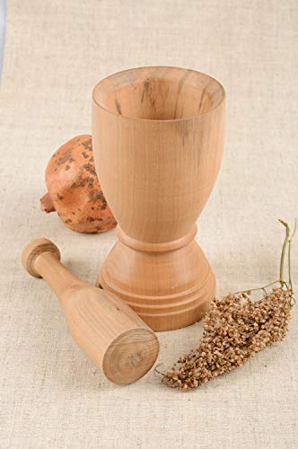 Handmade wooden kitchen utensils wooden mortar and pestle kitchen utensil