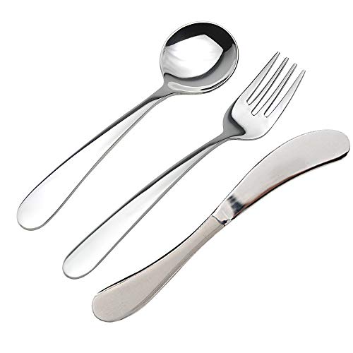 WEKTUNAA Stainless Steel Child Toddler Flatware Set Kids Fork Knife Spoon Mirror Polished Steel Utensils for Toddler and Child