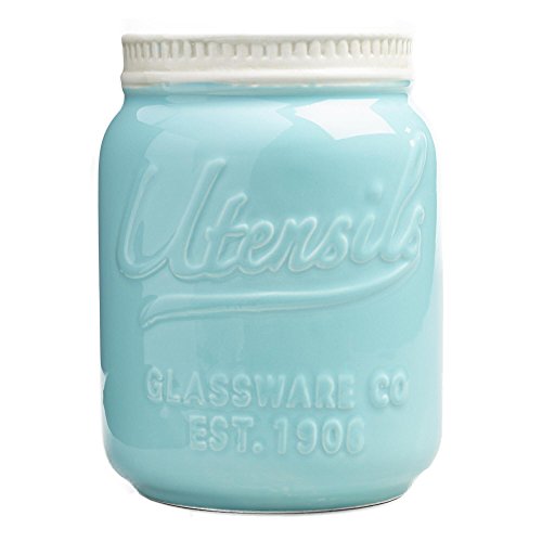 Mason Jar Ceramic Utensil Crock AquaBlue by World Market