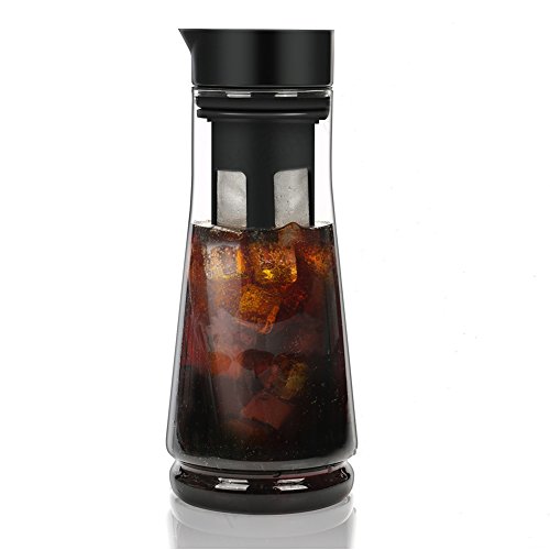 KORSMALL Cold Brew Maker and Tea Infuser 15L50oz Premium Glass Pitcher with Lid Removable and Reusable Filter Perfect for Hot or Iced Coffee 15L  50oz black clear