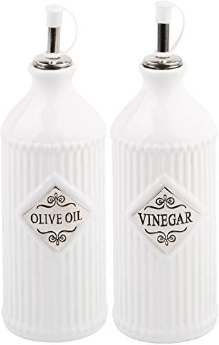 Home Essentials OilVinegar Bottles with OilVinegar Metal Emblem Set of 2