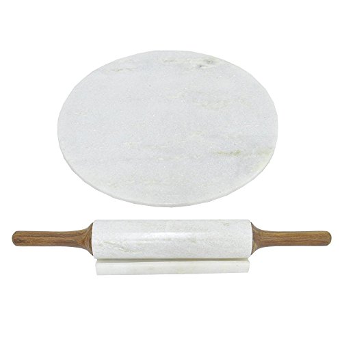 Benzara Marble Board with Rolling Pin Kitchenware