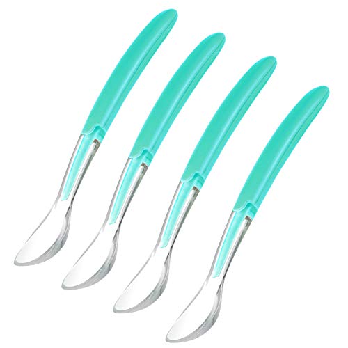 Matyz 4 PCS Soft Tip Baby Feeding Spoon Set - First Stage Silicone Infant Spoons - Gum Friendly Safety Toddler Spoons - Baby Solid Feeding Utensils BPA Free Dark Green