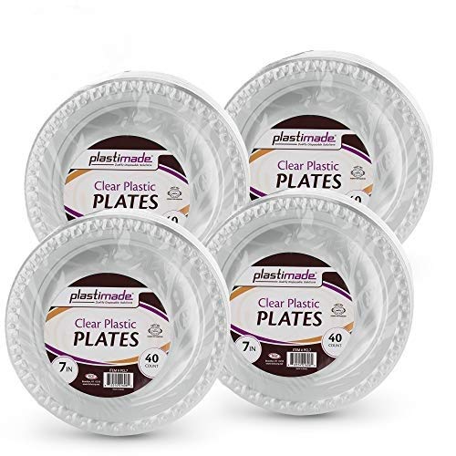160 Count Plastimade 7 Inch Appetizer Plates Clear Disposable Heavy Duty Plastic Ideal For Wedding Catering Parties Buffets Events Or Everyday Use 4 Packs