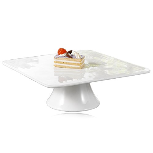 Malacasa Series SweetTime 114 White Porcelain Square Cake Stand Dessert Plate Snacks Tray Food Serving Platter 29x29x9cm