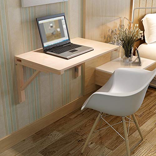 QQXX Computer Desk Solid Wood Wall Mounted Drop Leaf Table Folding Dining TableSpace Saver Fold Convertible Desk Laptop Table FoldableWood Color Breakfast Tray Table Size  8050cm 8050cm