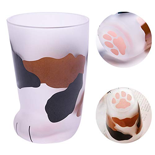 Cat Claw Cup Cat Paw Frosted Cup Kids Milk Glass Cups Personality Breakfast Milk Cup Cute Cat Foot Claw Print Mug Men and Women Couples Household Cups Yoruii