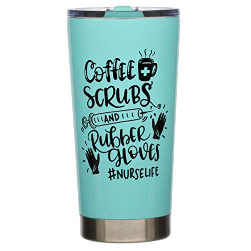 Coffee Scrubs and Rubber Gloves NurseLife - Nurse Gifts - 20oz Vacuum Insulated Travel Mug with Lid by MugHeads Mint