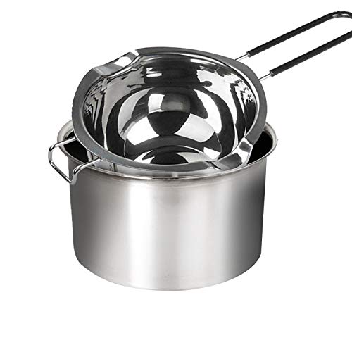 2Pack Stainless Steel Double Boiler Pot with Heat Resistant Handle for Melting Chocolate Butter Cheese Caramel and Candy - 188 Steel Melting Pot 2 Cup CapacityUniversal Insert