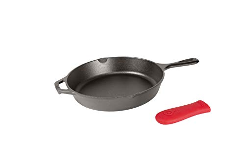 Lodge 1025 Inch Cast Iron Skillet Pre-Seasoned 1025-Inch Cast Iron Skillet with Red Silicone Hot Handle Holder