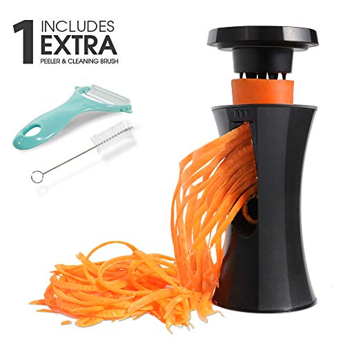 Mastertop 3 In 1 Vegetable Spiralizer Bundle for Fruits and Vegetables Pasta Noodle Spaghetti Maker with Potato Peeler and Cleaning Brush 