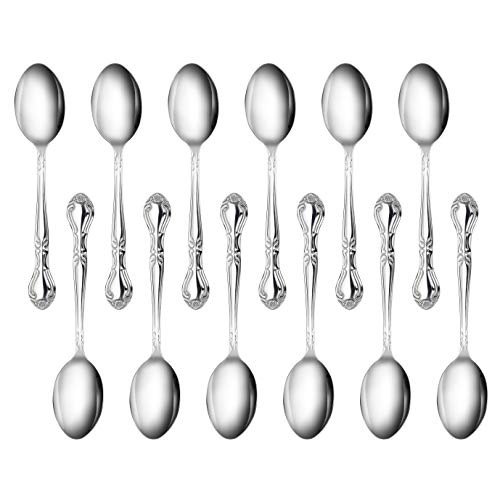 New Star Foodservice 58727 Stainless Steel Rose Pattern Teaspoon 62-Inch Set of 12