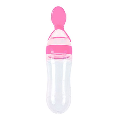 1 Pc 90ml Infant Kids Spoon Rice Paste Bottle Infant Food Feeding Bottle Dispensing Spoon Baby Care Bottle Silicone Extrusion Type Feeding Tool