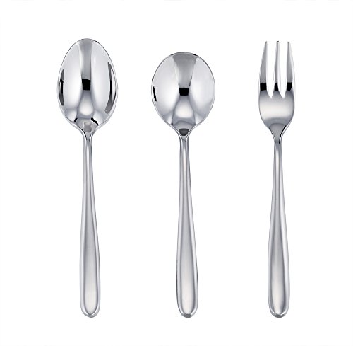 LIANYU Stainless Steel Toddlers kids Spoon and Fork Set 3-piece Silverware Flatware Utensils for Toddler kid and Child Attached Gift Case Dishwasher Safe