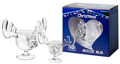 Christmas Moose Mug with Moose Shot Glass Gift Boxed Combo Pack - Safer Than Glass