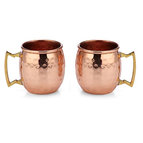 Modern Home Authentic 100 Solid Copper Hammered Moscow Mule Mug 2-Oz Shot Glass - Set of 2
