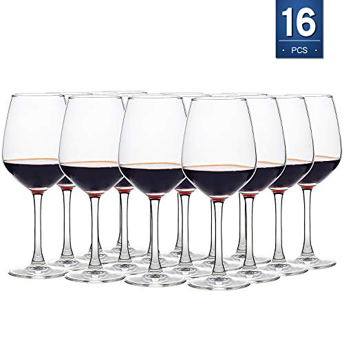 Red Wine Glasses Set of 16 12 Ounce Wine Glass Stemware Lead Free Clear