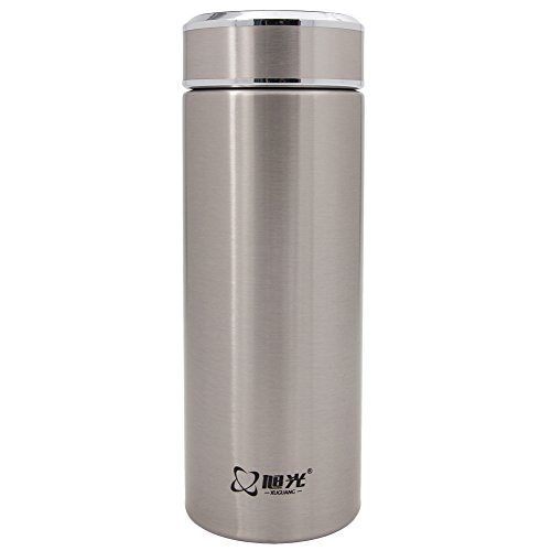 Xuguang Stainless Steel Coffee Travel Mug Easy to Carry Vacuum Water Bottle Non-slip Leak Proof Food Grade Sport Pot 14-Ounce Silver