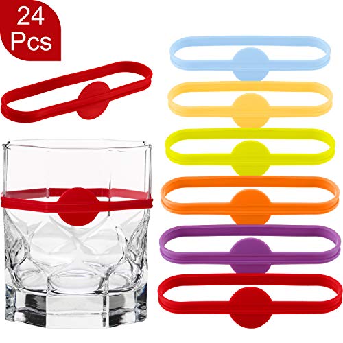 24 Pieces Drink Markers Glass Cup Wine Glass Bottle Strip Tag Marker Cocktail Glass Party Solution for Guests