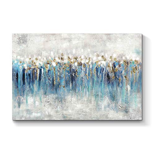 Abstract Canvas Wall Art Pictures Gray and Blue Painting Modern Artworks for Living Room 45 x 30 x 1 Panel