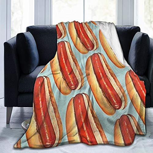 KATERN Hot Dog Sausage BlanketFluffy BlanketBed Throw BlanketCozy Blankets for KidsCouch BlanketThick Fleece Twin 50x40inches