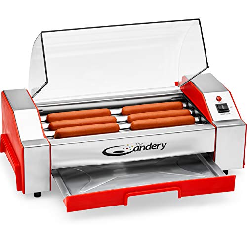 The Candery Hot Dog Roller - Sausage Grill Cooker Machine - 6 Hot Dog Capacity - Household Hot Dog Machine for Children and Adults